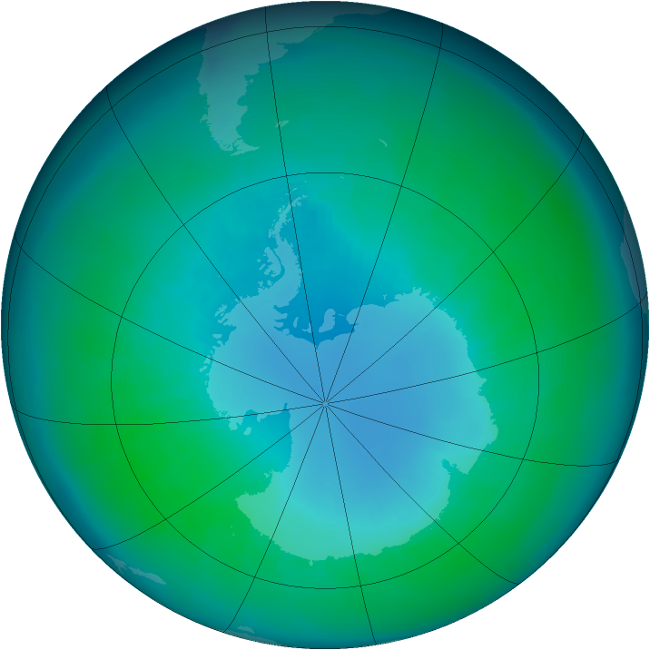 Antarctic ozone map for April 2003